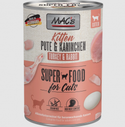 MAC's SUPER FOOD Kitten mit Pute, Kaninchen für Katzen 6 x 400 g 