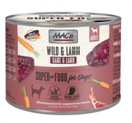 MAC's SUPER FOOD mit Wild, Lamm für Hunde 6 x 200 g 
