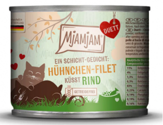 MjAMjAM Duett mit Hühnchen-Filet, Rind für Katzen 6 x 390 g 