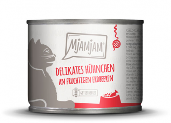 MjAMjAM mit Hühnchen an fruchtigen Erdbeeren für Katzen 6 x 200 g 