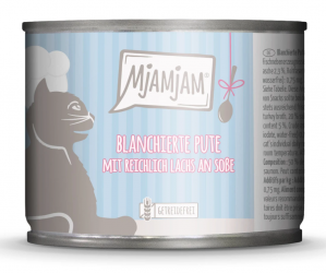 MjAMjAM mit Pute, Lachs an Soße für Katzen 6 x 185 g 