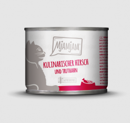 MjAMjAM mit kulinarischem Hirsch, Truthahn für Katzen 6 x 200 g 