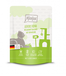 MjAMjAM mit Rind an gedämpften Kürbis, Hühnerleber für Katzen 6 x 300 g 