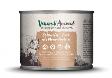 Venandi Animal mit Schwein als Monoprotein für Katzen 6 x 100 g 