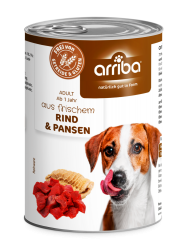 arriba mit Rind, Pansen für Hunde 6 x 400 g 