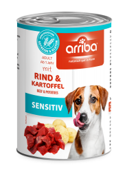 arriba SENSITIV mit Rind, Kartoffel für Hunde 6 x 400 g 