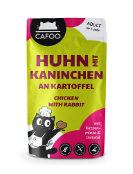 CAFOO mit Huhn, Kaninchen an Kartoffel für Katzen 12 x 125 g 