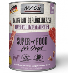 MAC's SUPER FOOD mit Lamm, Geflügelherzen für Hunde 6 x 800 g 