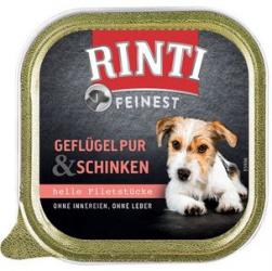 RINTI FEINEST mit Geflügel, Schinken für Hunde 11 x 150 g 