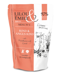 Lilou & Émile mit Rind, Angus Rind für Katzen 12 x 85 g 