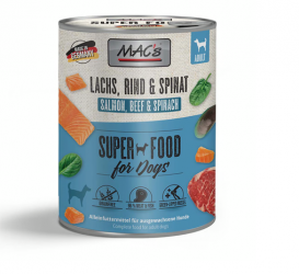 MAC's SUPER FOOD mit Lachs, Rind und Spinat für Hunde 6 x 800 g 