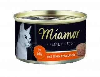 Miamor FEINE FILETS mit Thunfisch, Wachtelei für Katzen 24 x 100 g 
