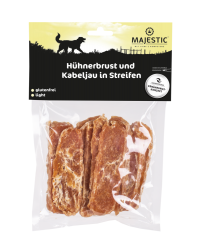 MAJESTIC Hühnerbrust und Kabeljau in  Streifen für Hunde 200 g 