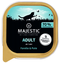 MAJESTIC mit Forelle, Pute für Katzen 16 x 100 g 