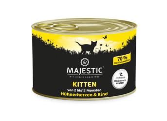 MAJESTIC Kitten mit Hühnerherzen, Rind 6 x 200 g 