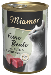 Miamor Feine Beute mit Pute, Kaninchen für Katzen 12 x 400 g 