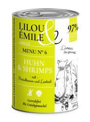 Lilou & Émile mit Huhn, Shrimps für Katzen 6 x 400 g 