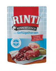 RINTI KENNERFLEISCH mit Geflügelherzen für Hunde 10 x 400 g 