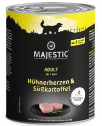 MAJESTIC mit Hühnerherzen, Süßkartoffel für Hunde 6 x 800 g 