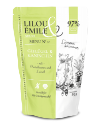 LILOU & ÉMILE mit Geflügel, Kaninchen für Katzen 12 x 85 g 