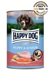 HAPPY DOG Sensible Puppy & Junior mit Huhn, Lachs & Kartoffel  6 x 400 g 