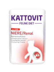 KATTOVIT Feline Diet Niere/Renal mit Rind für Katzen 24 x 85 g 