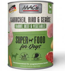 MAC's SUPER FOOD mit Kaninchen, Rind und Gemüse für Hunde 6 x 800 g 