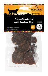MAJESTIC Straußentaler mit Buchutee für Hunde 80 g 