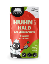 CAFOO Kitten mit Huhn, Kalb an Möhrchen für Katzen 12 x 125 g 