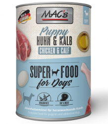 MAC's SUPER FOOD Puppy mit Huhn, Kalb für Hunde 6 x 400 g 