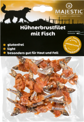 MAJESTIC Hühnerbrustfilet mit Fisch für Hunde 70 g 